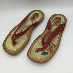 Born Rio Red Leather Flip flops sandals women 8